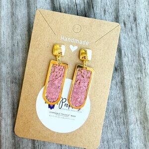 Handmade Pink and Gold Earrings